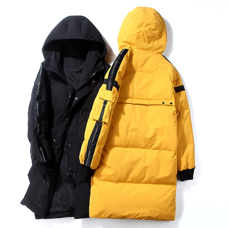 Man Jacket 2023 Winter Plus Long Down Jackets Warm Thick Hood Coats Men Fashion Outwear Outfits Classic Windproof Pockets Parkas