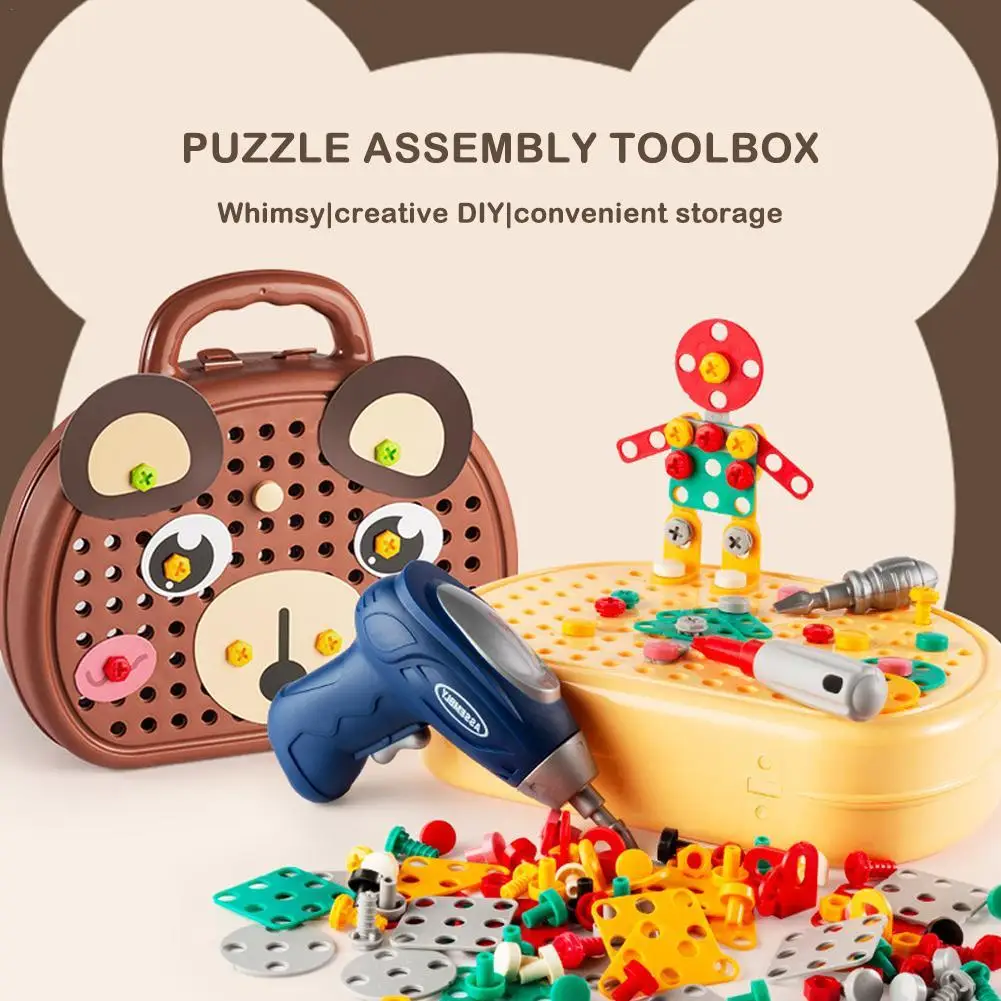 

Drilling Screw 3D Creative Mosaic Puzzle Toys For Children Building Bricks Toys Kids DIY Electric Drill Set Boys Educational Toy