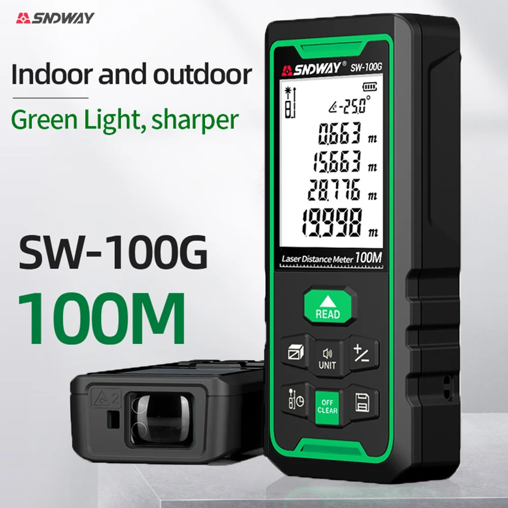 

SNDWAY Laser Rangefinder High Accurate Roulette Laser Distance Meter Measuring 40M 100M 120M Digital Tape Measure Range Finder