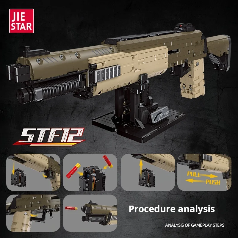 Фото Строительный блок STF12 Shotgun с темой огнестрельного оружия, 92402, 1538 шт., головоломка, игра, оружие, орнамент Moc для взрослых, кирпичи, игрушки №3