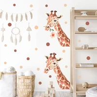 cute giraffe floral polka dots watercolor wall sticker nursery peel and stick vinyl wall decal baby room interior home decor