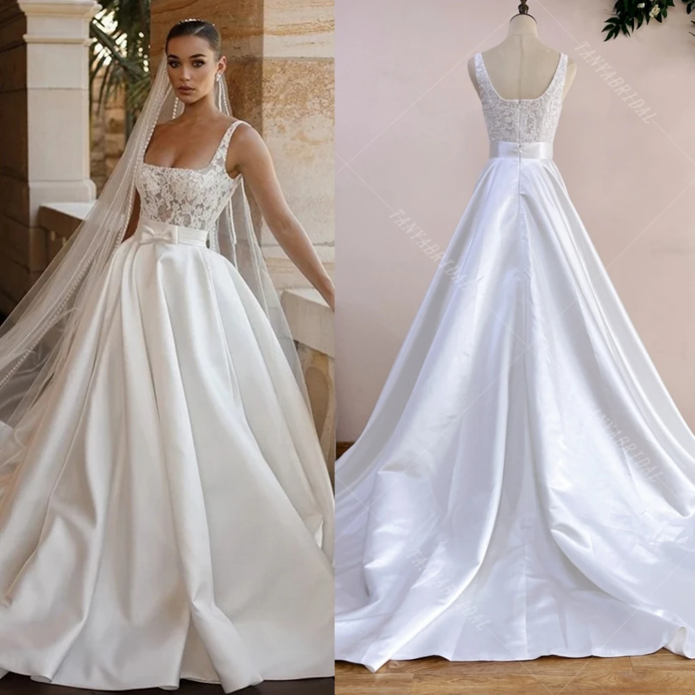 Короткие кружевные платья со съемным атласным хвостом 2 в 1 выращенные свадебные