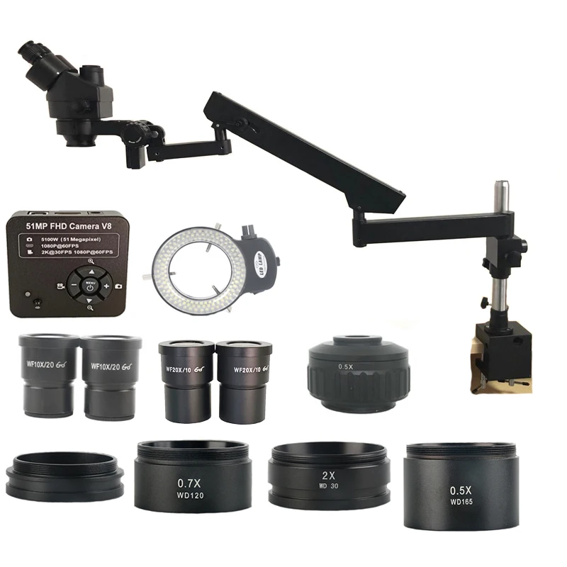 Тринокулярный стереомикроскоп 3 5x-180X с универсальным фокусным шарнирным рычагом