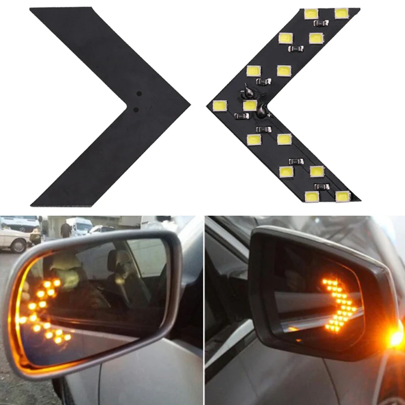 

2Pcs Car Rearview Mirror Indicator LED Turn Signal Light Safety Driving Warning Light 14SMD 12V LED Rearview Mirror Mirror Light