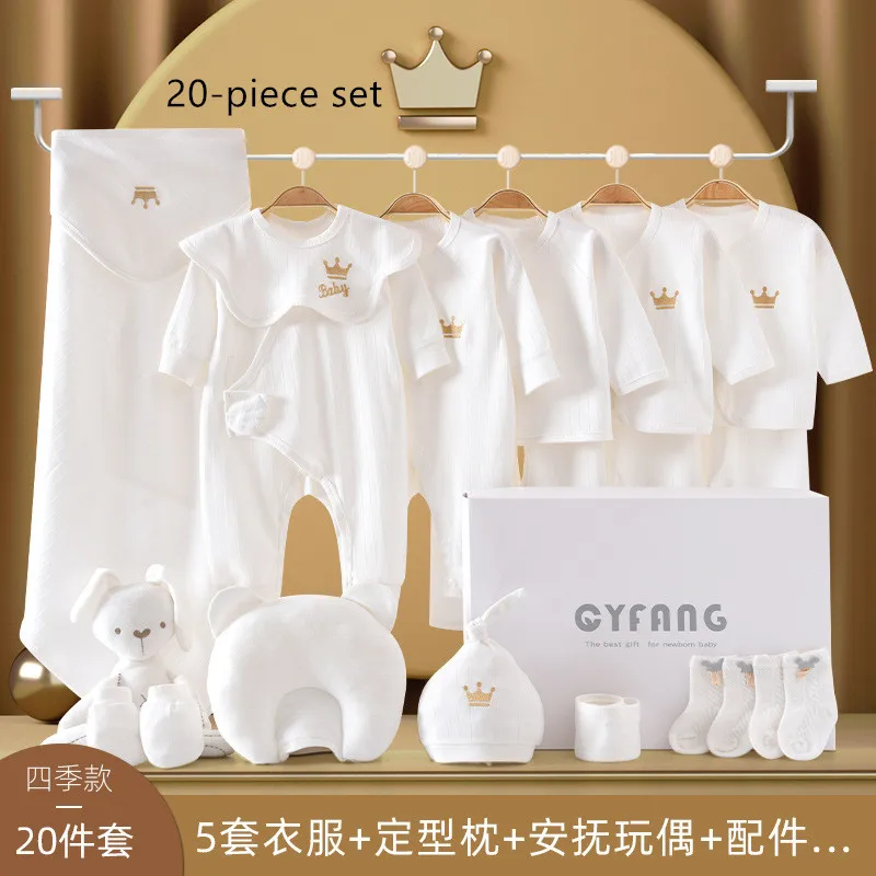 Set Hat Doll Socks Pillow Jumpsuit Spring Fall 15-20pcs Cotton Crown Birthday 0-6m