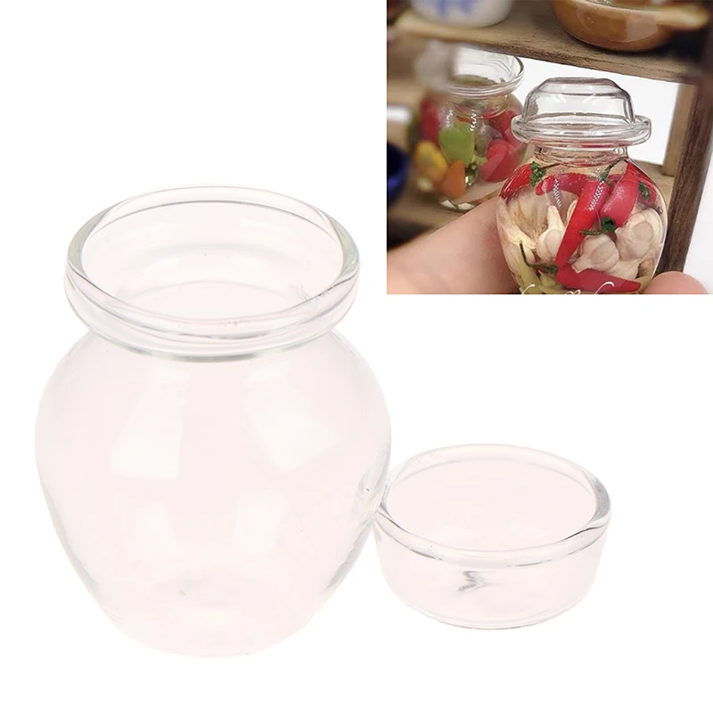 

1PC 1:12 DollHouse Miniature Simulation Glass Pickle Jar Model DIY Kitchen Accessories For Doll House Decor Pretend Play Toys