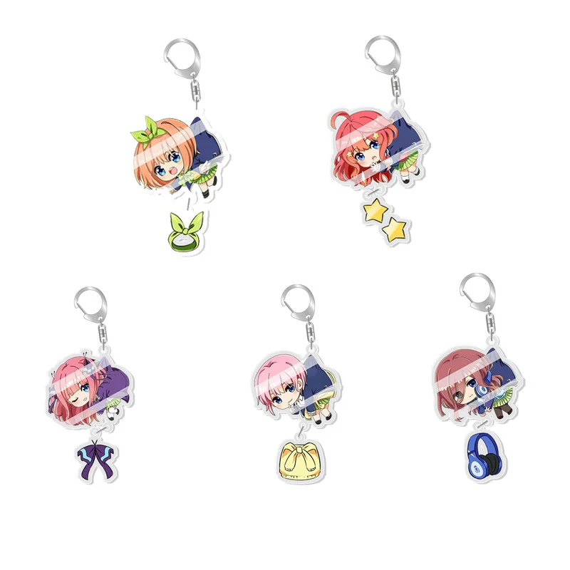

Anime The Quintessential Quintuplets Keychains Double Side Transparent Acrylic Cartoon Key Chain Ring Jewelry Bag Pendants Gift
