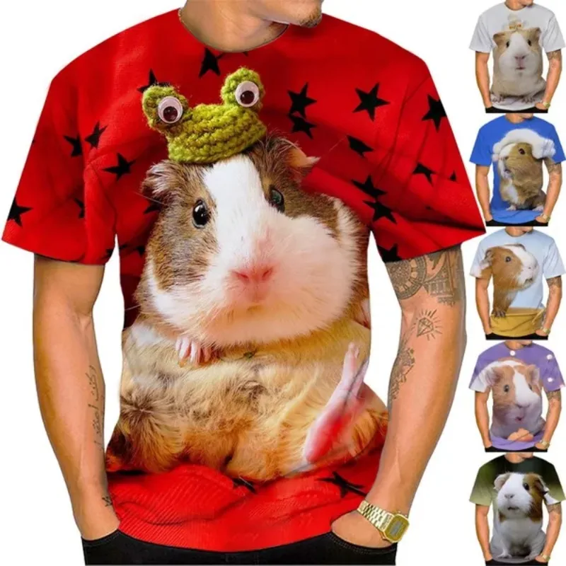 

Healing Animal Guinea Pig 3D Cute Casual Printing Men and Women Short-sleeved T-shirt Cosplay Men's Clothing Quality T-shirts