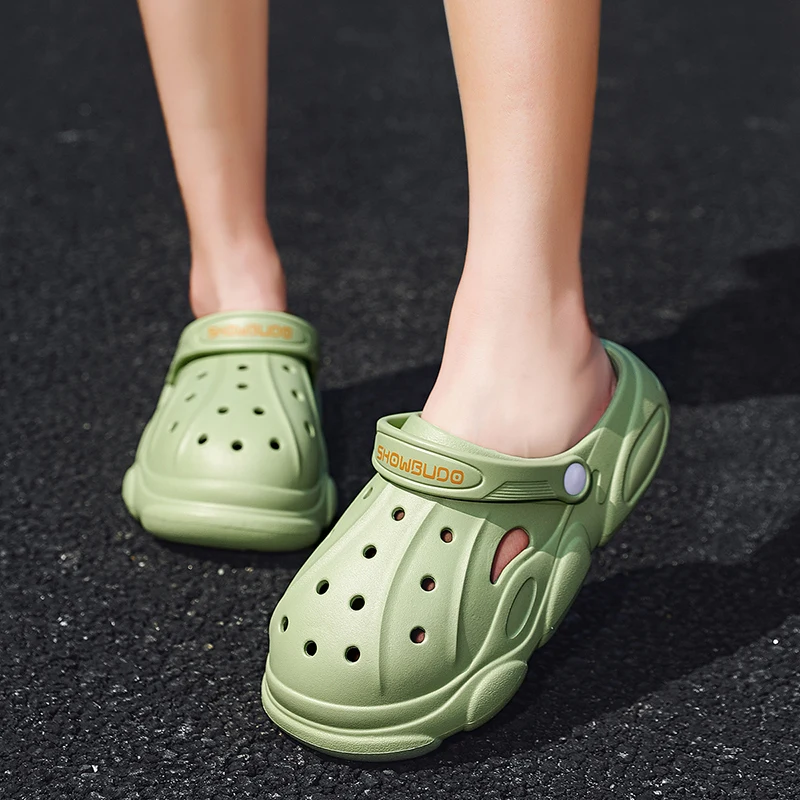 Mens Beach Outdoor Sandals Solid Color Slippers Platform Unisex Couple Clogs Shoes Flat Casual Shoes Quick-Drying