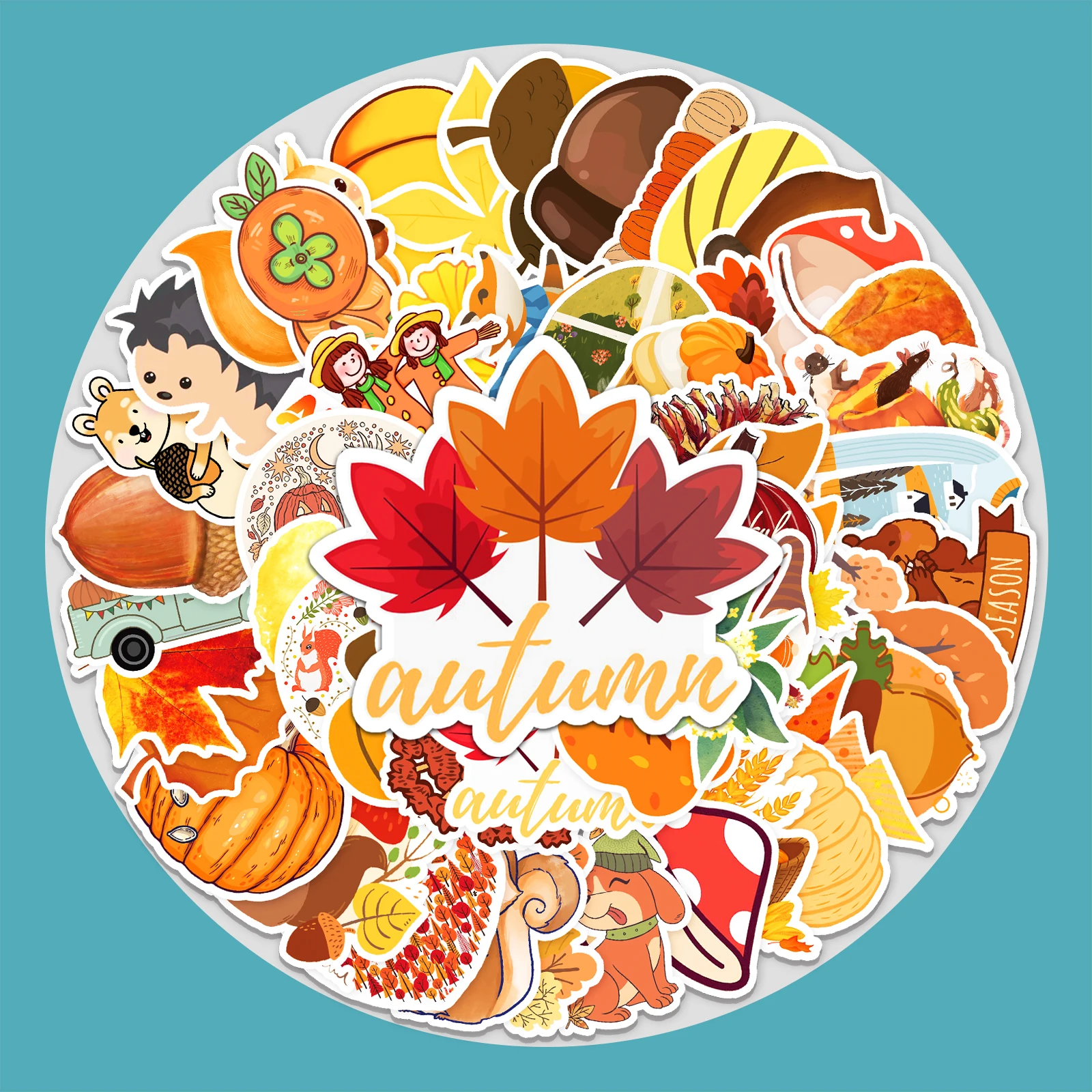 

50PCS Autumn Sticker PVC Waterproof for Skateboard Car Laptop Luggage Wall Graffiti Cartoon Kid Gifts Handbook DIY Art Notebook