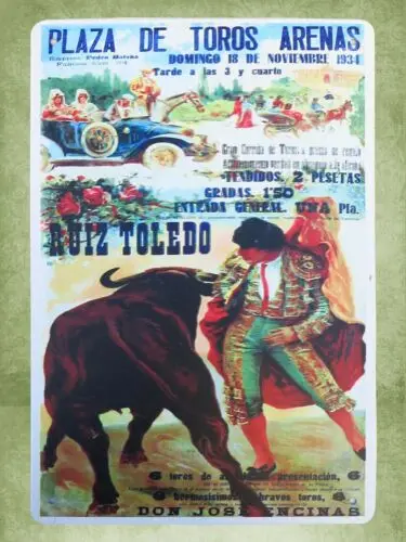 Декоративные магазины Toledo Bullfighting Spain Plaza De Toros arкаты жестяной знак