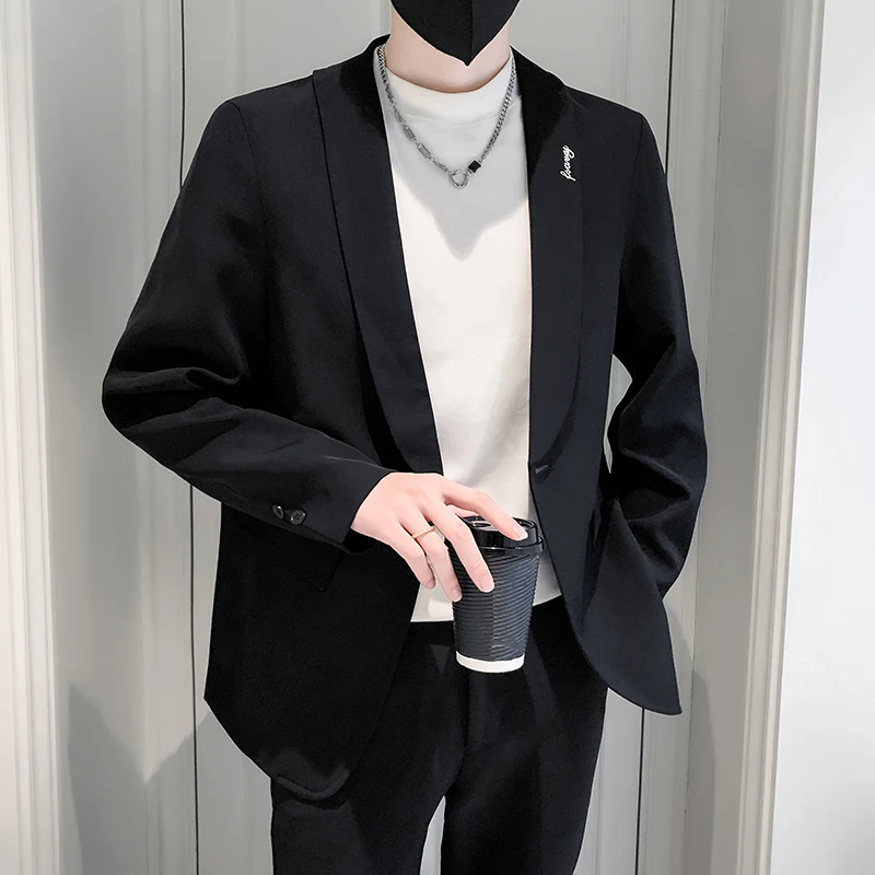 

High Quality Embroidery Men Blazers Fashion Casual Suit Jacket Business Social Dress Coat Simple Streetwear Blazer Masculino