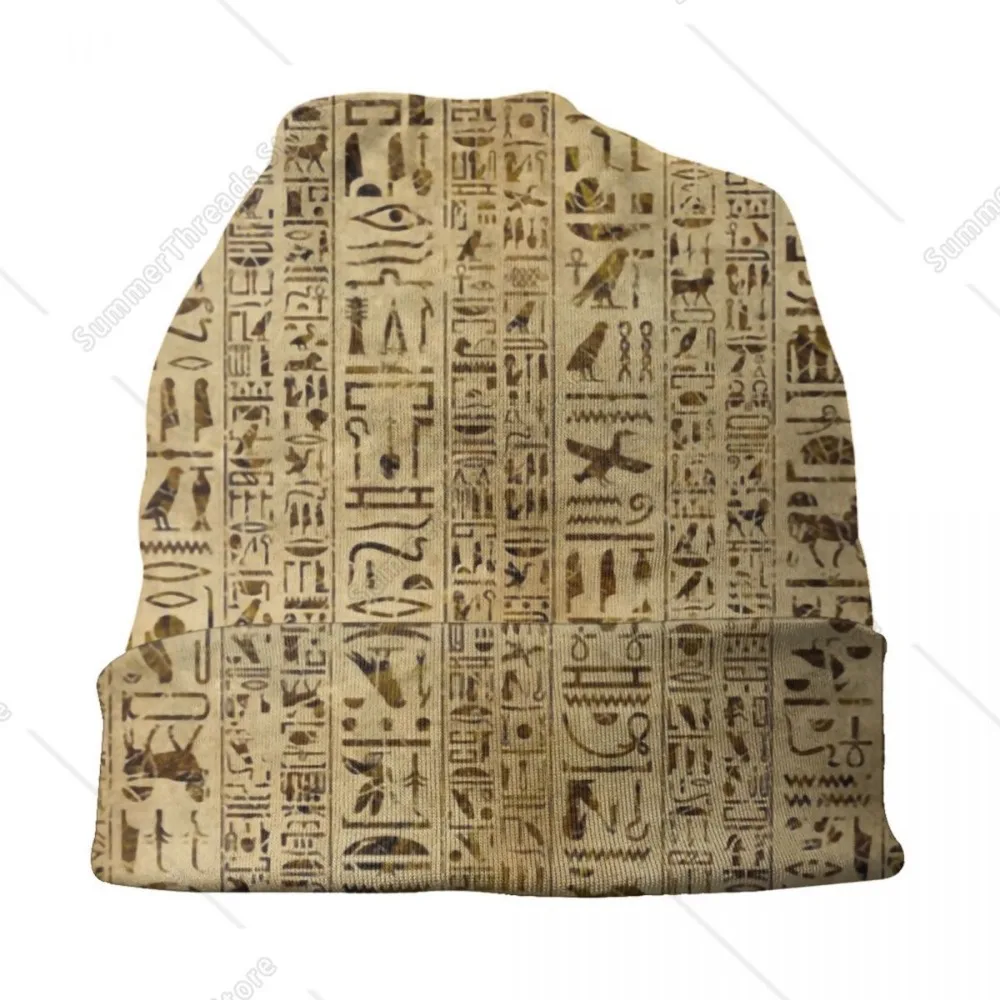 Египетские иероглифы на папирусе шляпа вязаные шапки для мужчин и женщин крутые