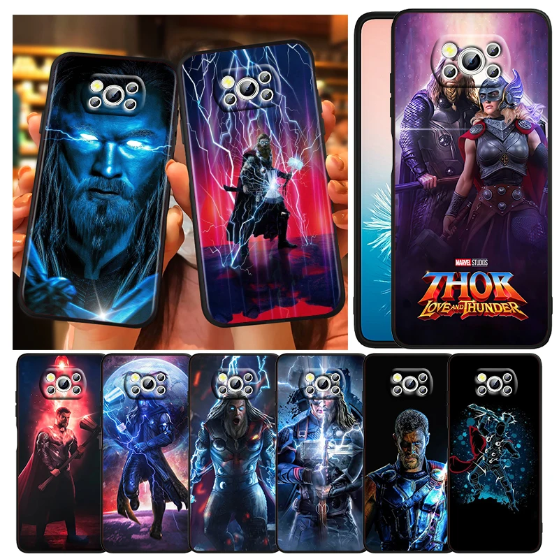 

Marvel Avengers Thor For Xiaomi Civi Mi Poco X4 X3 NFC F3 GT M4 M3 M2 X2 F2 Pro C3 4G 5G Soft TPU Cover Black Phone Case