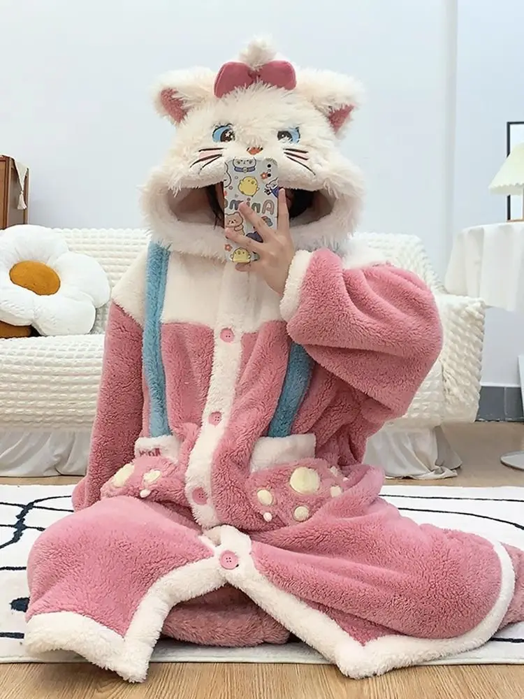 Женский фланелевой халат пижамы для косплея с животными ночная рубашка