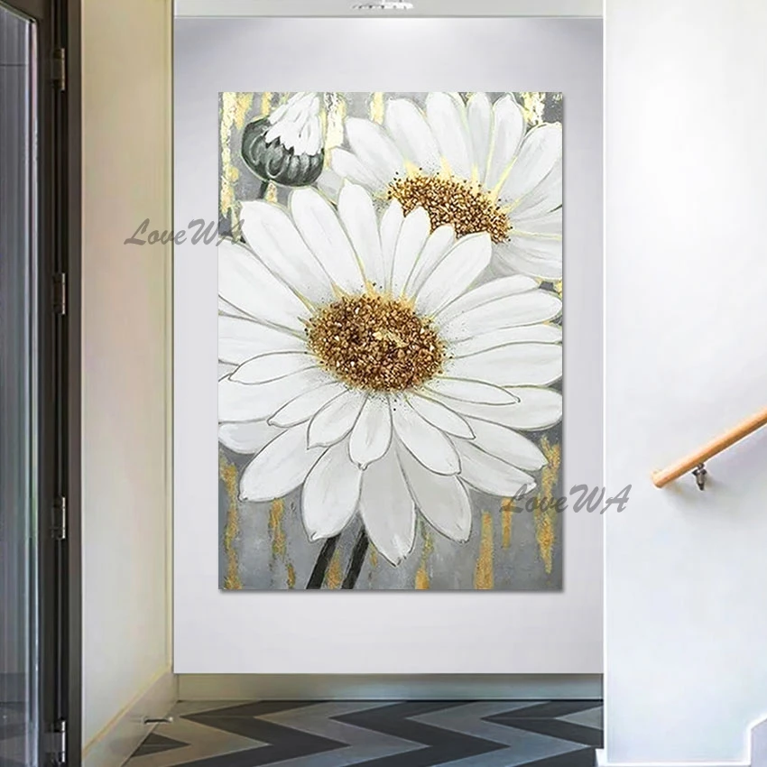 

Красивый пейзаж, настенная живопись, белый акриловый цветок, картина без рамки, абстрактная галерея, холст, искусство для отеля, живопись, Декор