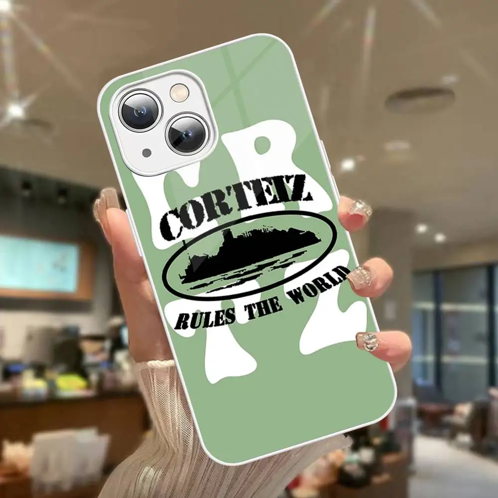 Модное защитное стекло C-Corteizs для iPhone 14, 13, 12, 11 Pro, Mini, XS MAX, 14 Plus, X, XS, XR (art.: 3920d89433e27) - 3920d89433e27