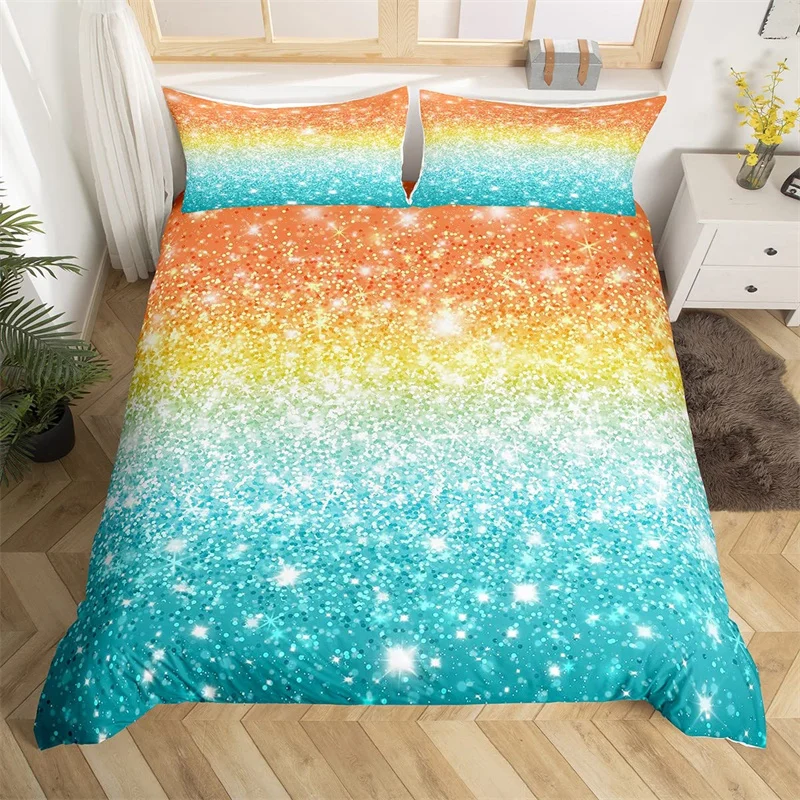 

Красочный Блестящий Комплект постельного белья из микрофибры с пододеяльником и градиентом