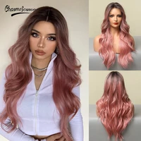 charmsoure pink wig body wave lace front wig cospaly daily natural womens wigs heat resistance synthetic lace wigs