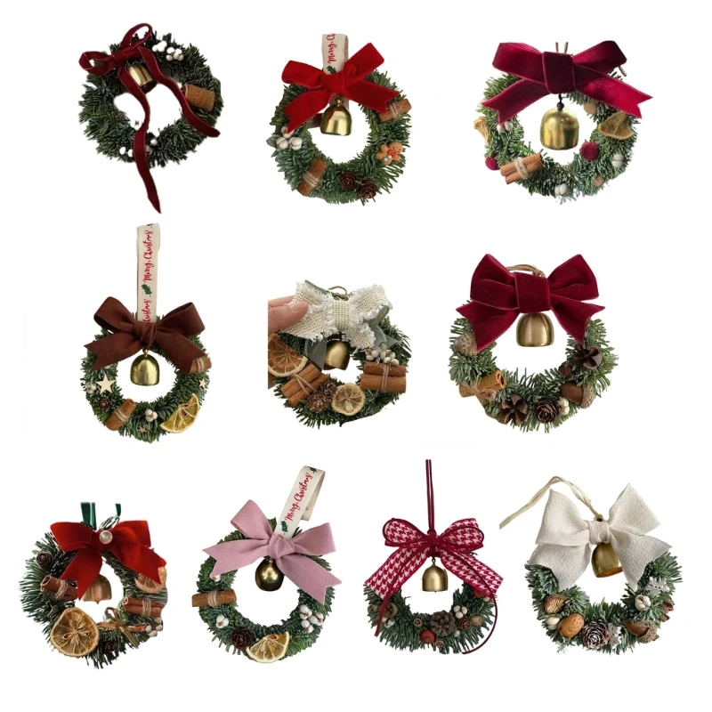 

Dollhouse Miniatures Christmas Wreaths Car Mirrors Hanging Accessories Mini Holiday Wreath Decoration Party Decors