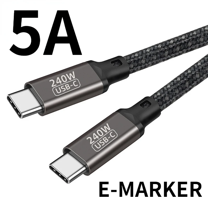 Кабель TpyeC-Type C 240 Вт, 100 Вт, 66W18W, PD3.1, E-marker, шнур для быстрой зарядки, кабель для Xiaomi, Samsung, Huawei, Macbook, iPad 12