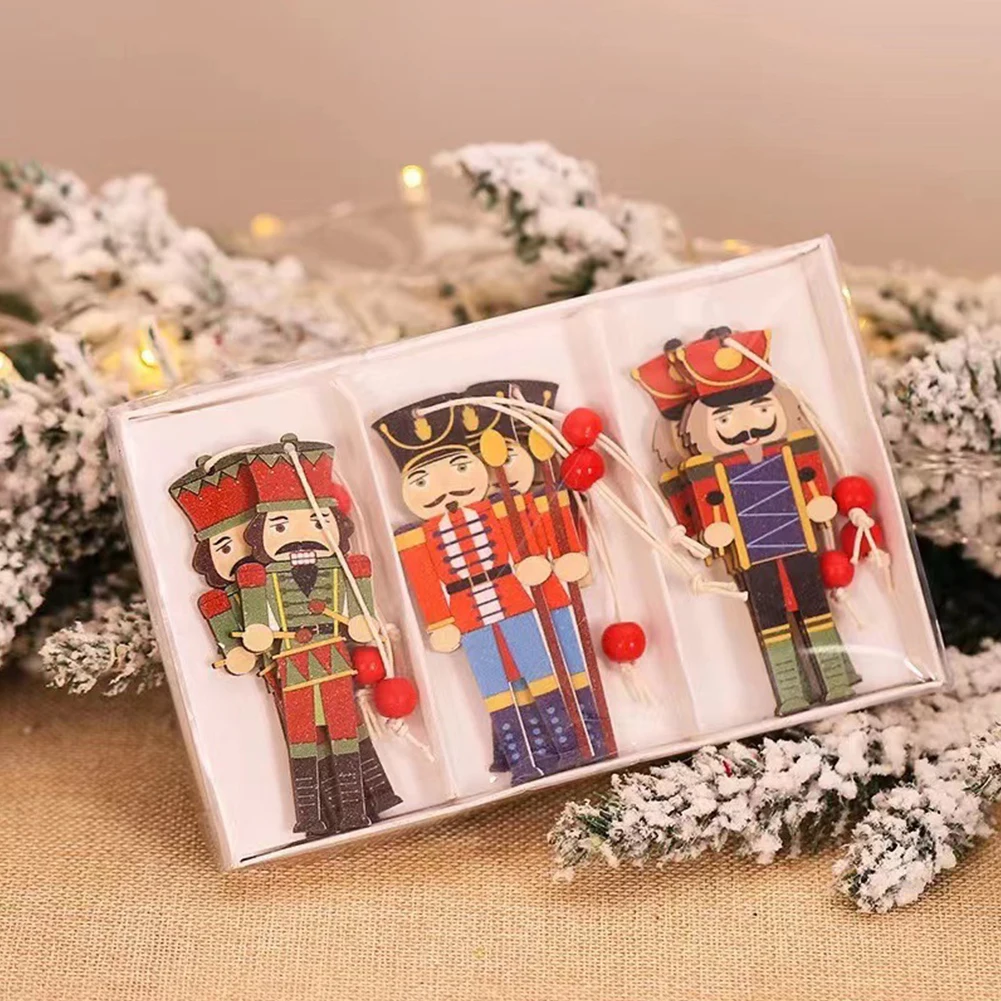 

Christmas Decorations Nutcracker Pendant Wooden Ornaments Tree Hanging Gift Hang Decoration For Home Noel Natal Happy New Year