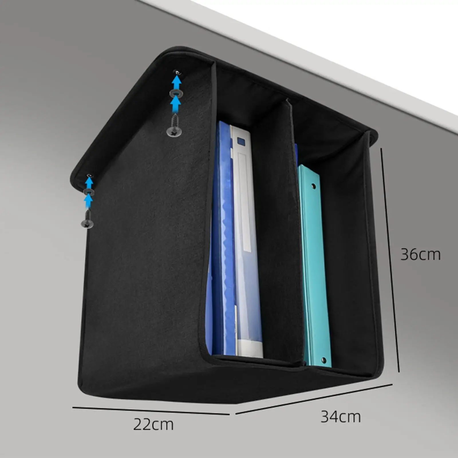 

under Desk Mount File Holder Durable Space Saving Easy to Install Document Storage Box for Workspace Computer Desk Accessories