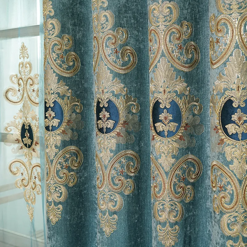 

European Style Light Luxury Embroidered Curtains for Living Room, Bedroom, Study, Study, Blackout Curtains