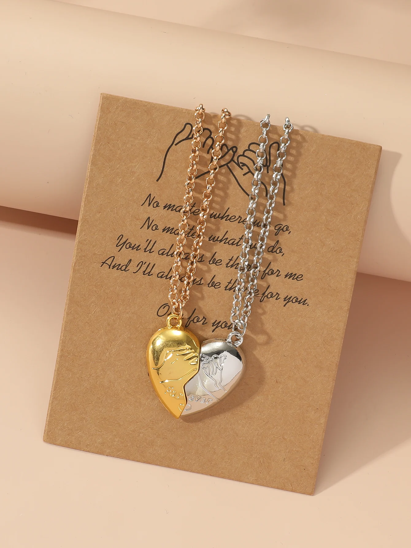 

Couple Necklaces Sets Magnet Attracts 2pcs Gold Heart Forever Lover Pendant Couple Necklace Jewelry Lover Gift for Women Men