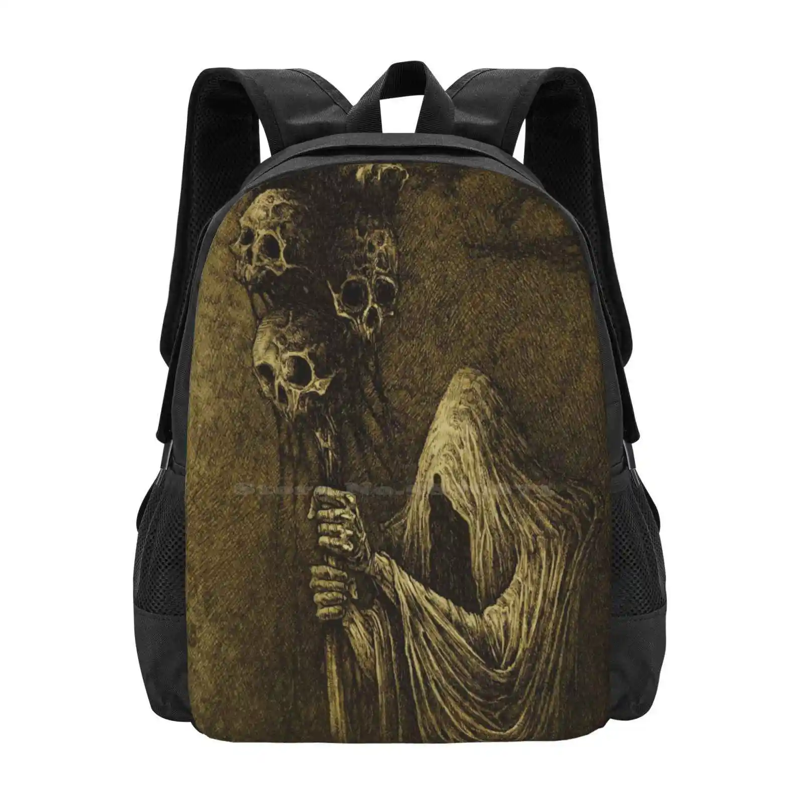 

Death Fashion Pattern Design Travel Laptop School Backpack Bag Horror Fantasy Darkness Death