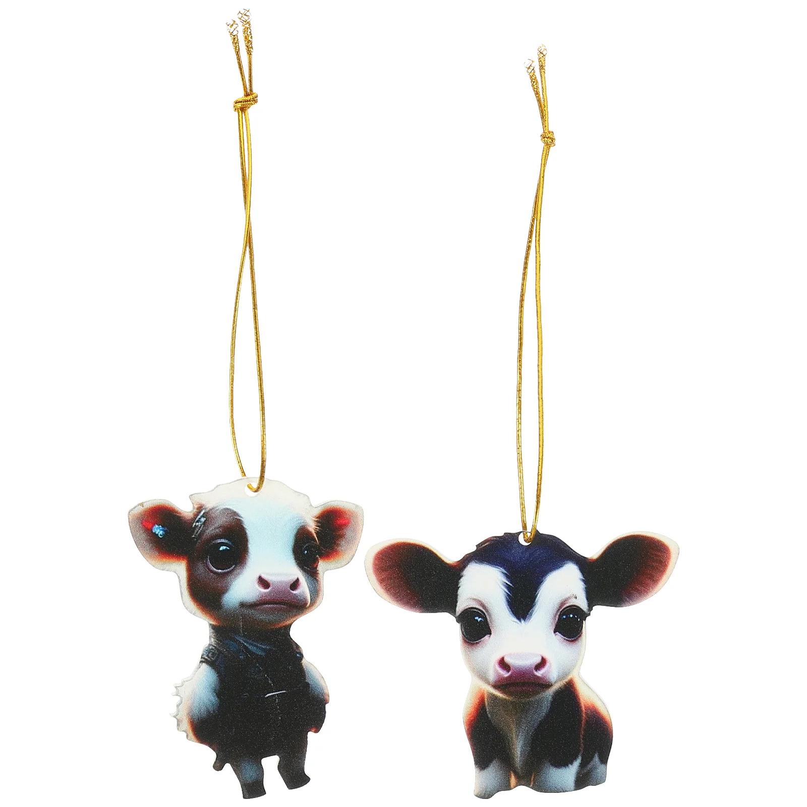 

2 Pcs Cattle Hanging Decor Christmas Xmas Acrylic Tree Decorations Pendants Decors