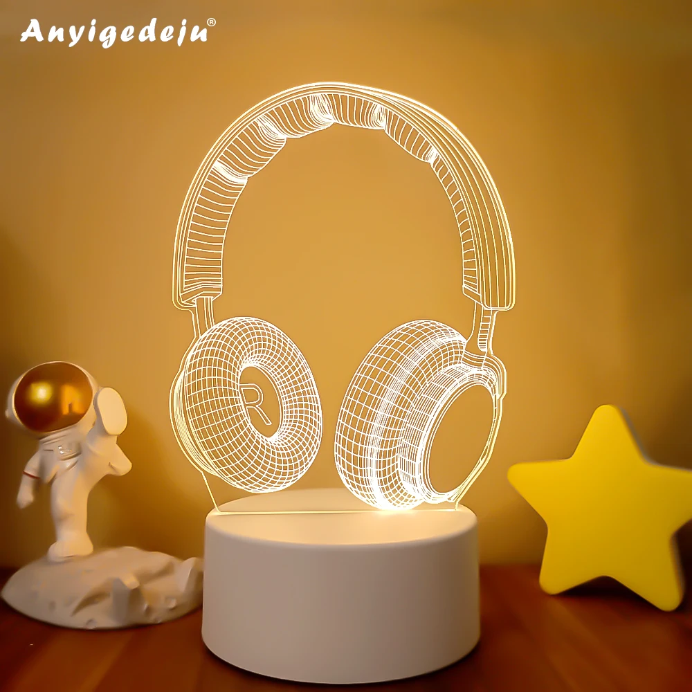 

New 3d Illusion Baby Night Light Musical Note Hologram Nightlight for Home Decoration Usb Lamp Musical Souven warm white lights