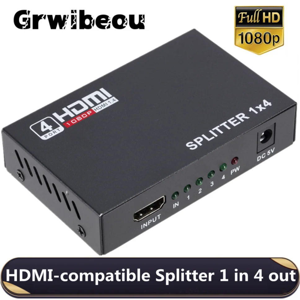 1080P HDMI-совместимый сплиттер HDCP 1 в 4 выхода HDMI усилитель сигнала 1x4 HDMI видео Spliter конвертер адаптер для DVD PS3 Xbox
