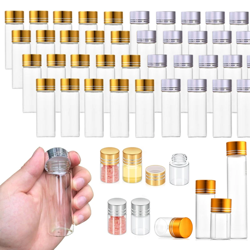 Пустые прозрачные стеклянные мини-бутылки 12-110 мл с алюминиевой крышкой винтовой