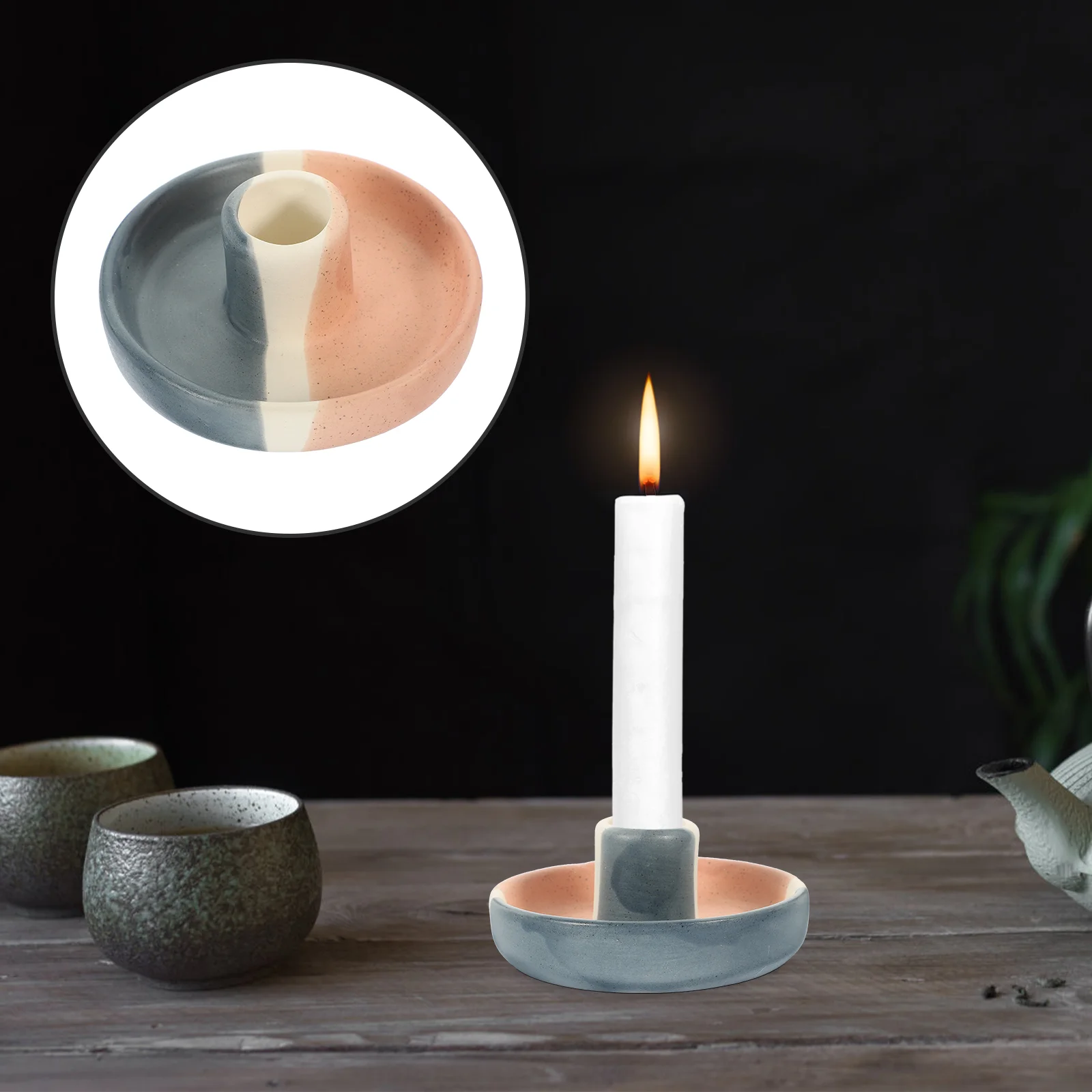 

Ceramic Sage Holder Decorative Taper Holder Table Centerpiece Housewarming Gift