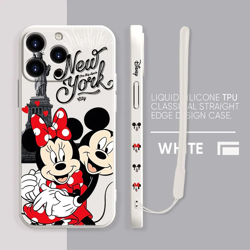 

Liquid Silicone Case For Apple iPhone 13 12 11 Pro Max 8 7 6 6S Plus XR XS X SE2020 Multicolor Phone Coque New york Mickey Minne