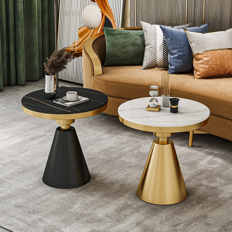 

Northern Europe Modern Rock Slab Marble Side Small Round Coffee Table Italian Minimalist Muebles Luxury Apartment Furniture