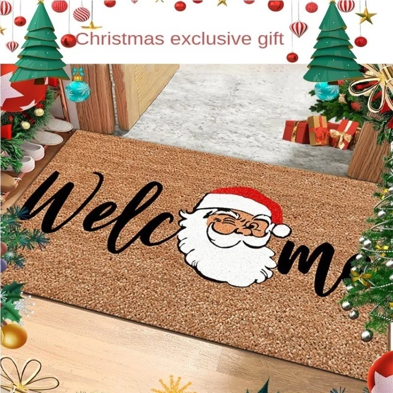

Christmas doormat Golden elk Santa Claus floor mat Entrance doormat Christmases day carpet Outdoor decorative floor mat 2023