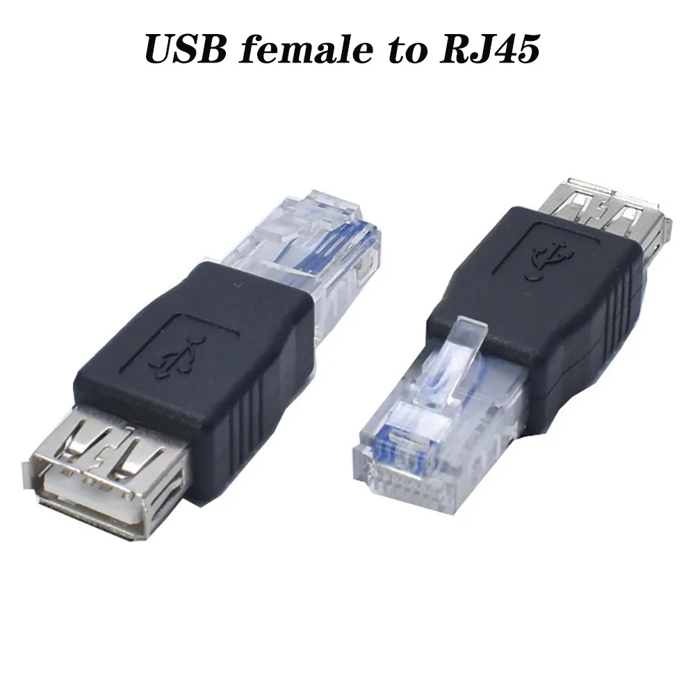 50 шт. черный USB-разъем для Ethernet RJ45 папа к USB 2.0A разъем адаптера сетевой кабель