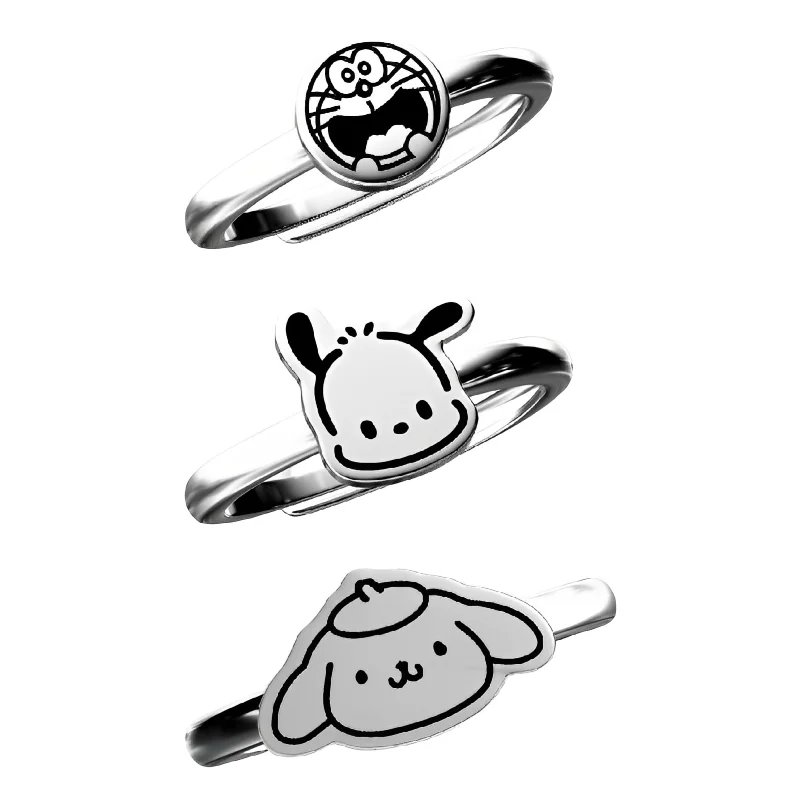 

Anime Kawaii Sanrio Pochacco Ring Cartoon Cute Pom Pom Purin Doraemon Korean Ins Couple Ring Girl Jewelry Birthday Gift