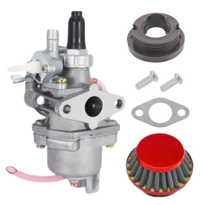 

49CC для двигателя 43cc 47cc 49cc Mini Moto ATV Quad Dirt Pocket Bike Go Kart 2-тактный карбюратор со стальным воздушным фильтром, впускной трубой