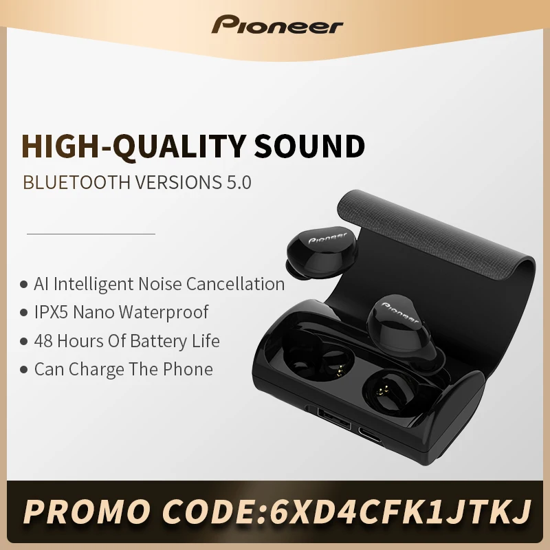 Наушники Pioneer E221BT TWS Беспроводные наушники Bluetooth 5.0 Водонепроницаемые DJ-наушники с