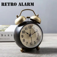 europe style retro vintage twin bell desk bedside kids alarm clock with backlight antique clock creative decoration accessories