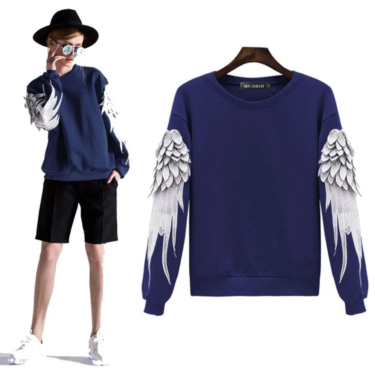 3D Wing Pollover Sweatshirt Angel Hoodies Sudadera Fleece Black Blue White Fashion Casual Cool Harajuku Woman Clothes Hooded