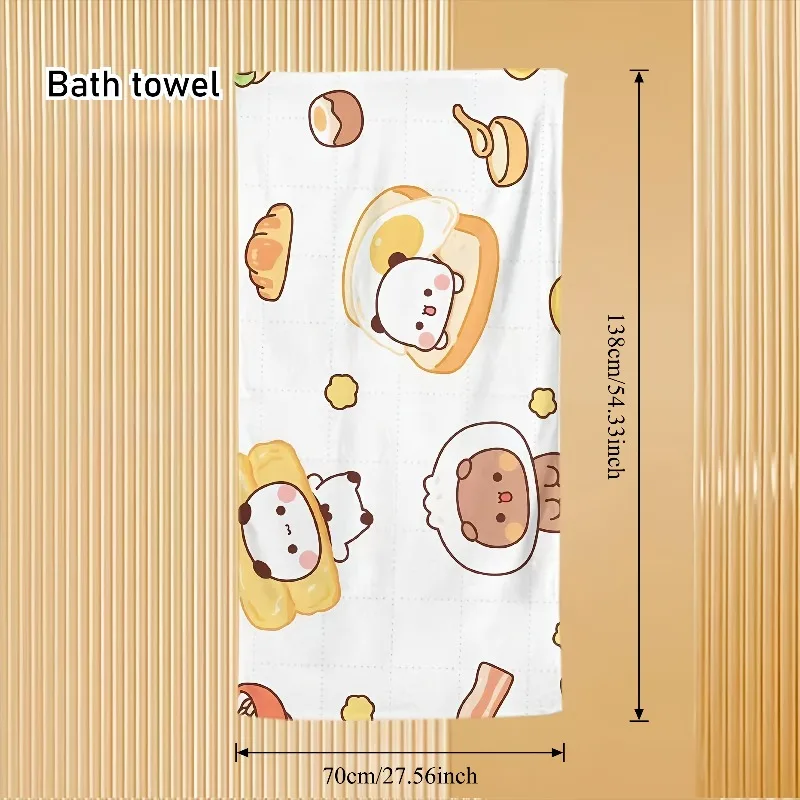 

Хлопковое Банное Полотенце С Дизайном Панды Бубу И Дуду, Мягкое, Впитывающее, Для Дома, Для Взрослых, Прямоугольное