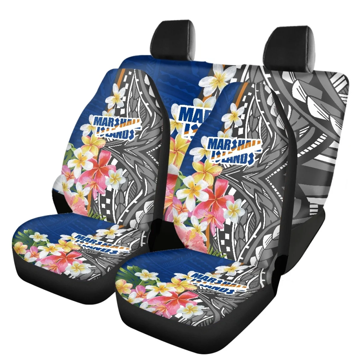 

Чехол на автомобильные сиденья, полинезийский Гибискус Плюмерия, полный комплект, 4 шт., защита на переднее/заднее сиденье, индивидуальный черный Автомобильный интерьер для женщин и мужчин