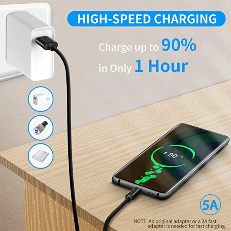 Кабель USB C кабель 3 1-USB Type 5A для быстрой зарядки и синхронизации данных 10 Гбит/с Mac