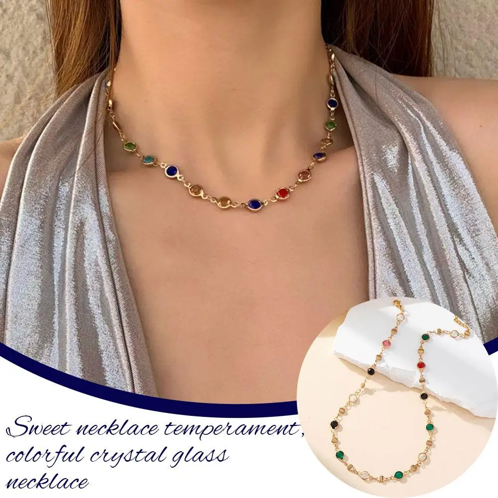 Характерное ожерелье из витражного стекла для женщин изысканное золотистое