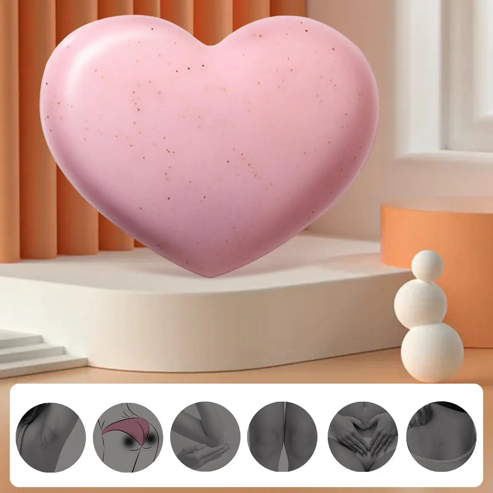 

80G Handmade Peach Body Soap with Scrub Particles Scented Soap for Armpits Buttock Underarm Deep Cleansing Women