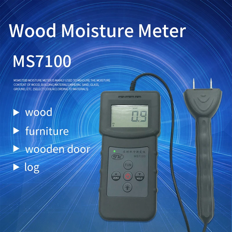 

MS7100 Pin Wood Moisture Meter Wood Timber Paper Bamboo Carton And Other Applicable Of woodwork/Paper Making Tester